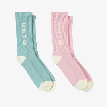  UNITED4 Crew Kadın Pembe/Mavi 2'li Çorap