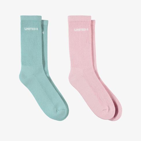  UNITED4 Street Essentials Crew Kadın Pembe/Yeşil 2'li Çorap