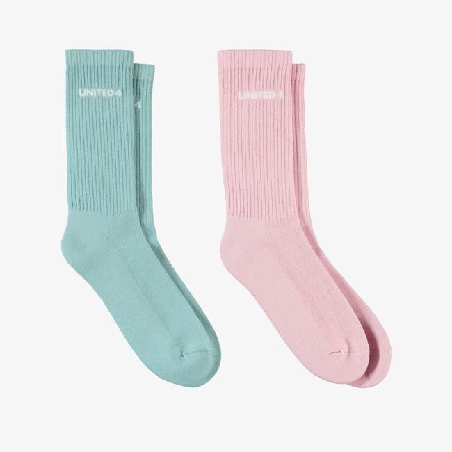  UNITED4 Street Essentials Crew Kadın Pembe/Yeşil 2'li Çorap
