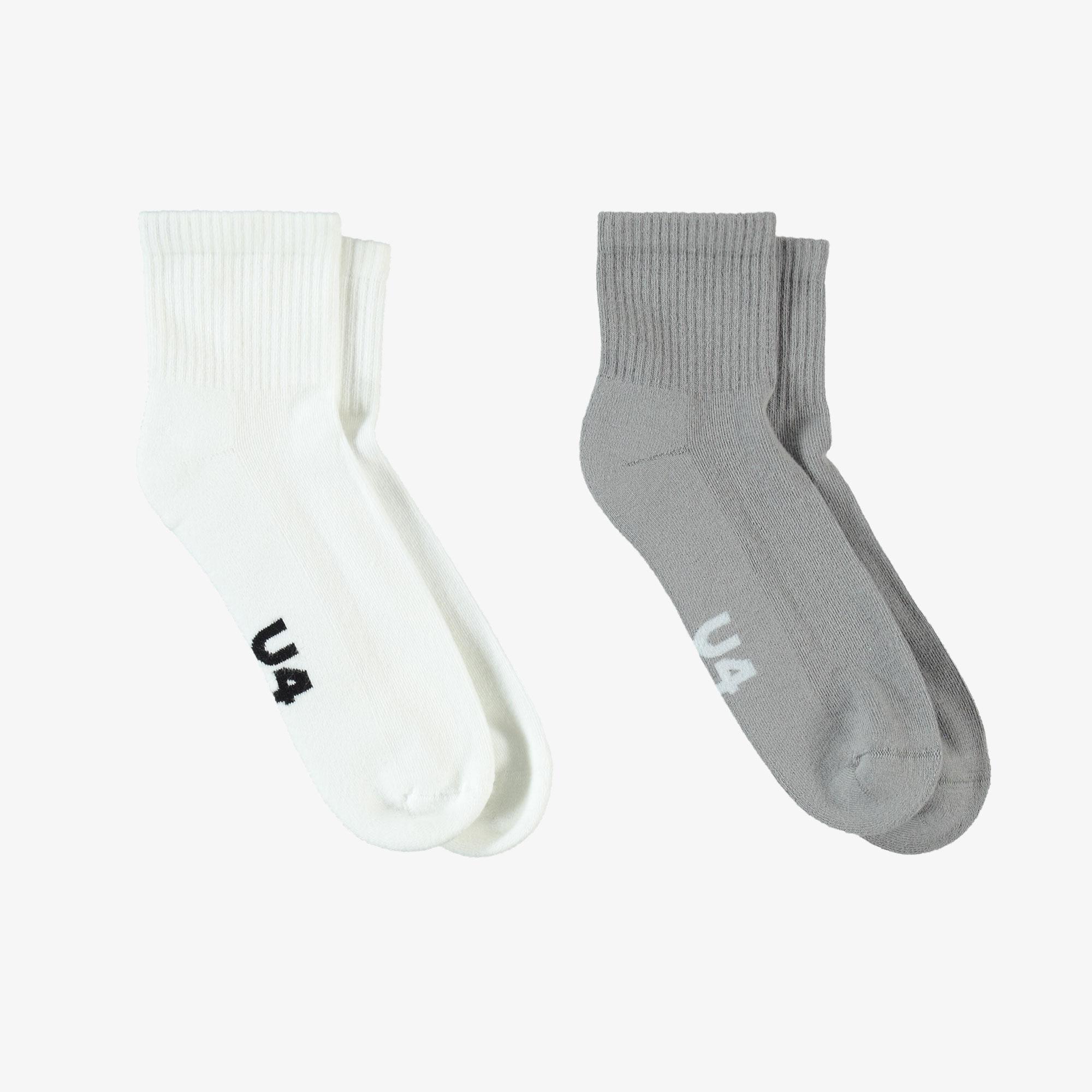 UNITED4 Street Essentials Mid-Crew Unisex Beyaz/Gri 2'li Çorap