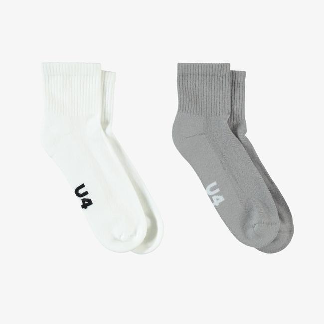  UNITED4 Street Essentials Mid-Crew Unisex Beyaz/Gri 2'li Çorap