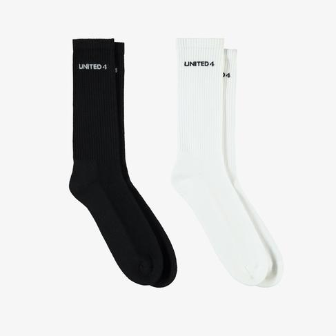 UNITED4 Unisex Siyah/Beyaz 2'li Çorap