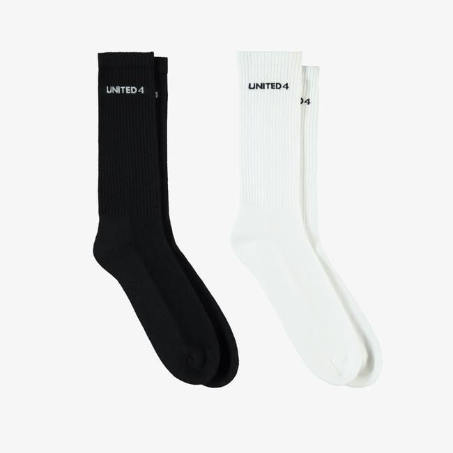  UNITED4 Unisex Siyah/Beyaz 2'li Çorap