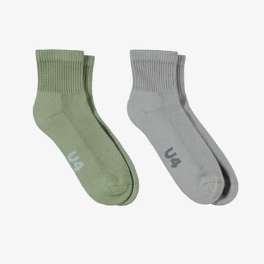  United 4 Street Essentials Mid-Crew Erkek Gri/Haki 2'li Çorap