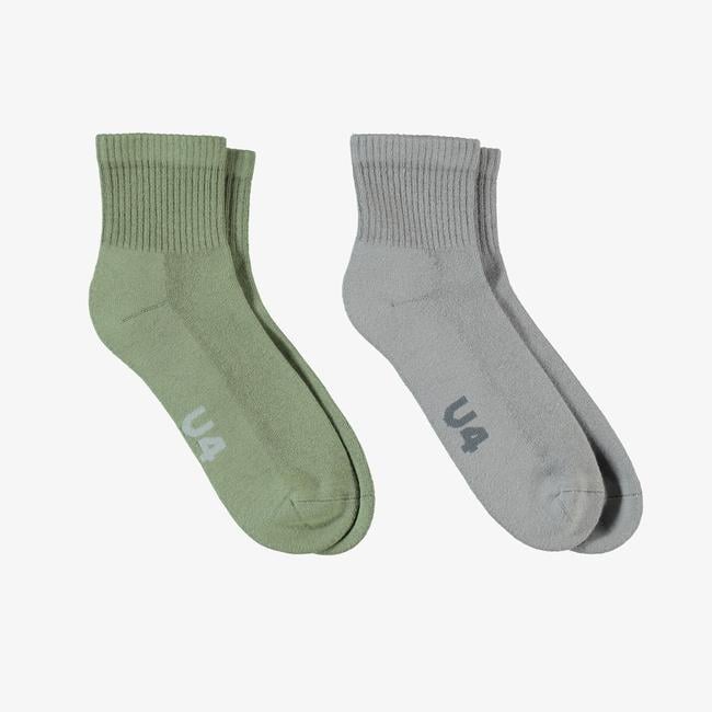  United 4 Street Essentials Mid-Crew Erkek Gri/Haki 2'li Çorap