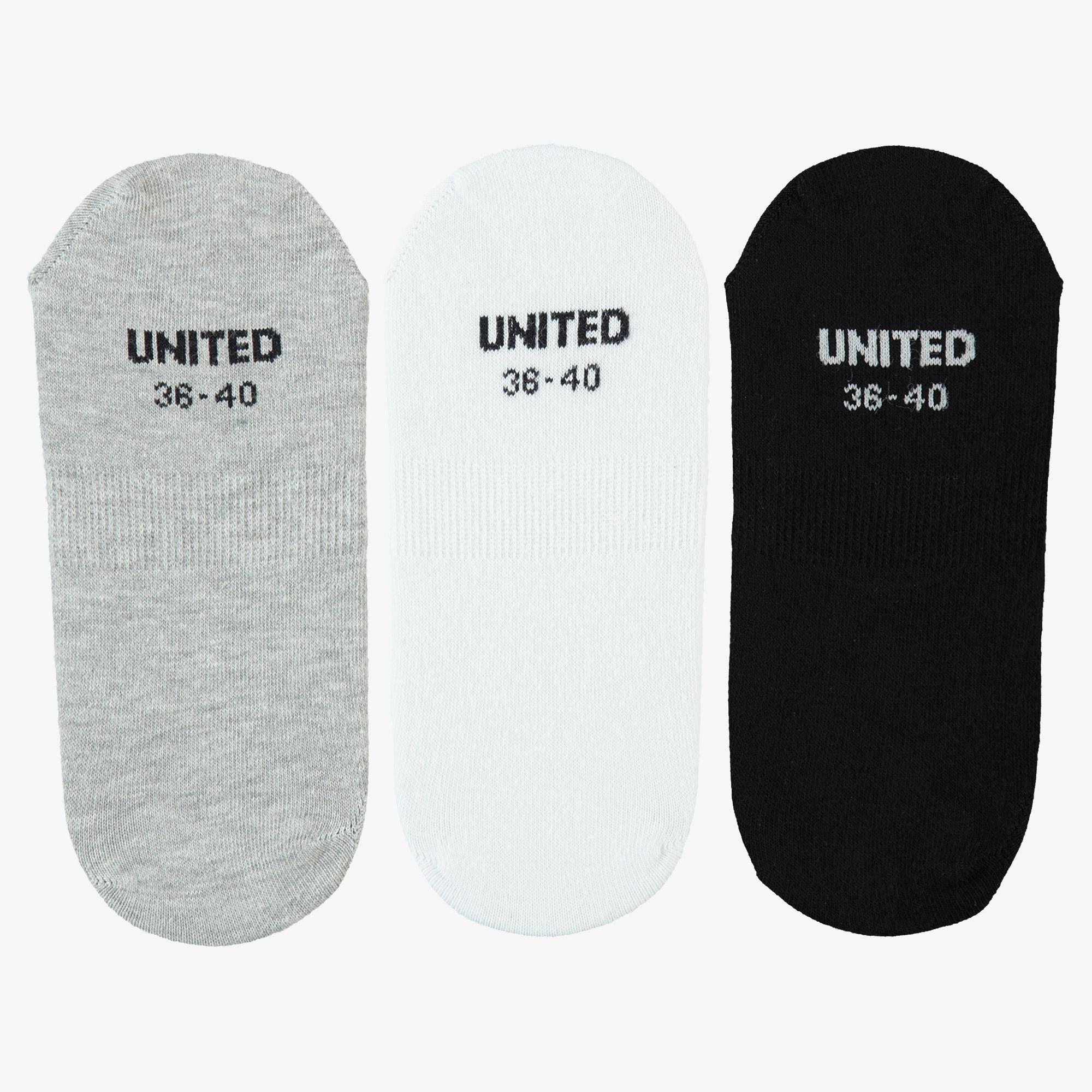 UNITED4 Core Kadın Beyaz/Siyah/Gri 3'lü Çorap