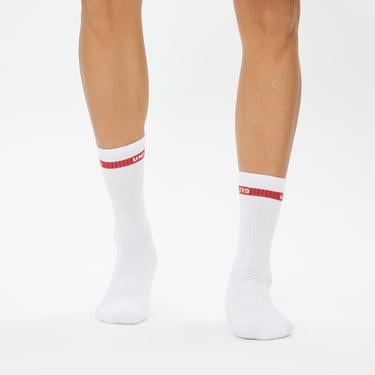  UNITED4 Erkek Çizgili Beyaz 3'lü Çorap