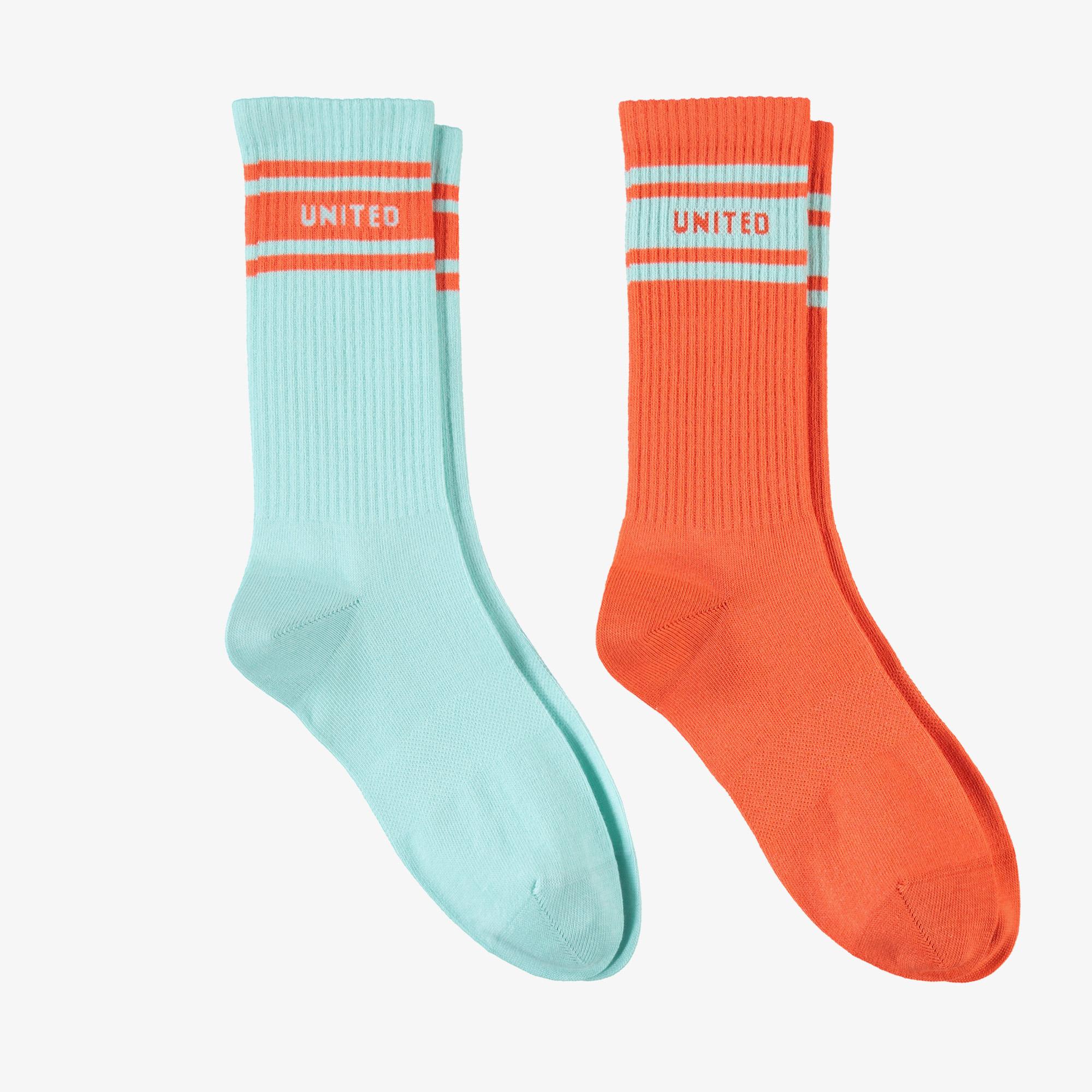 UNITED4 Unisex Turuncu/Mavi 2'li Çorap