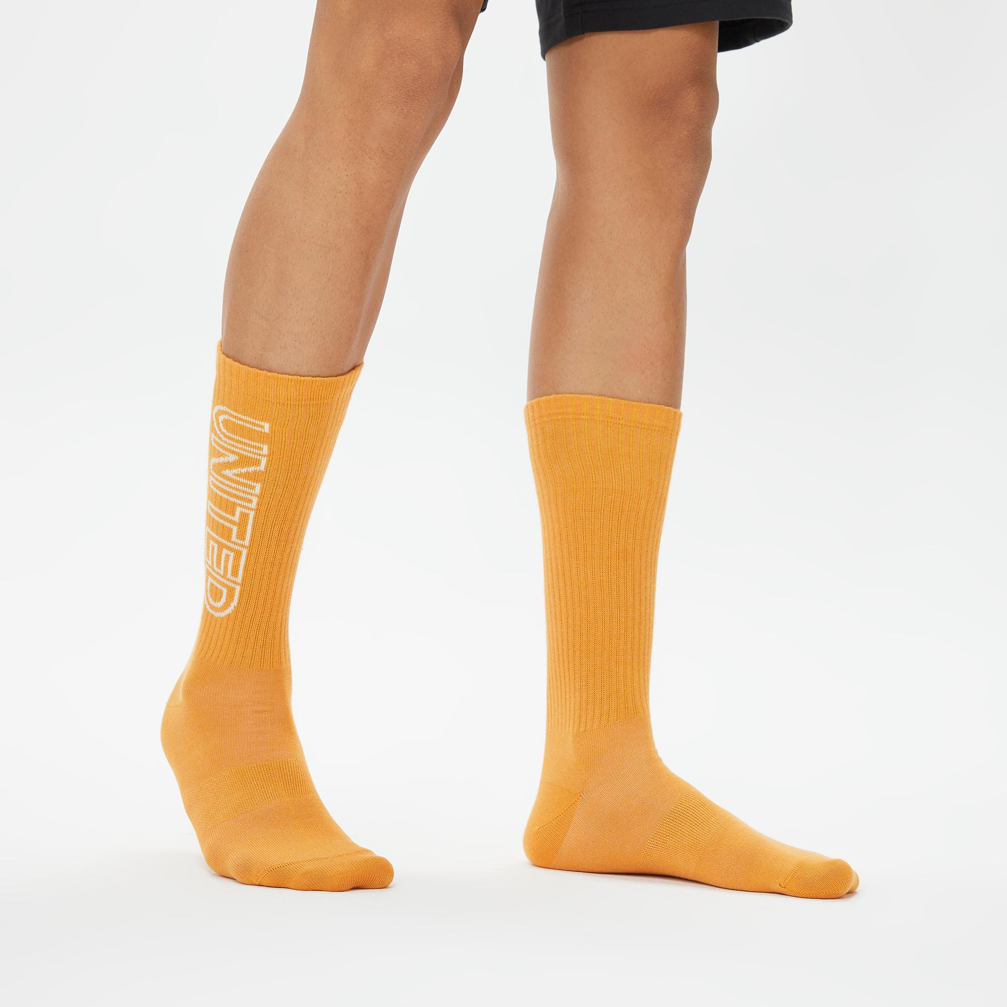 UNITED4 Unisex Yeşil/Beyaz/Turuncu 3'lü Çorap