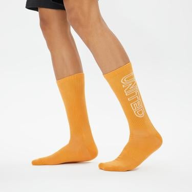  UNITED4 Unisex Yeşil/Beyaz/Turuncu 3'lü Çorap