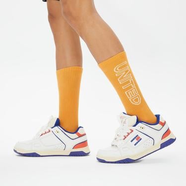  UNITED4 Unisex Yeşil/Beyaz/Turuncu 3'lü Çorap