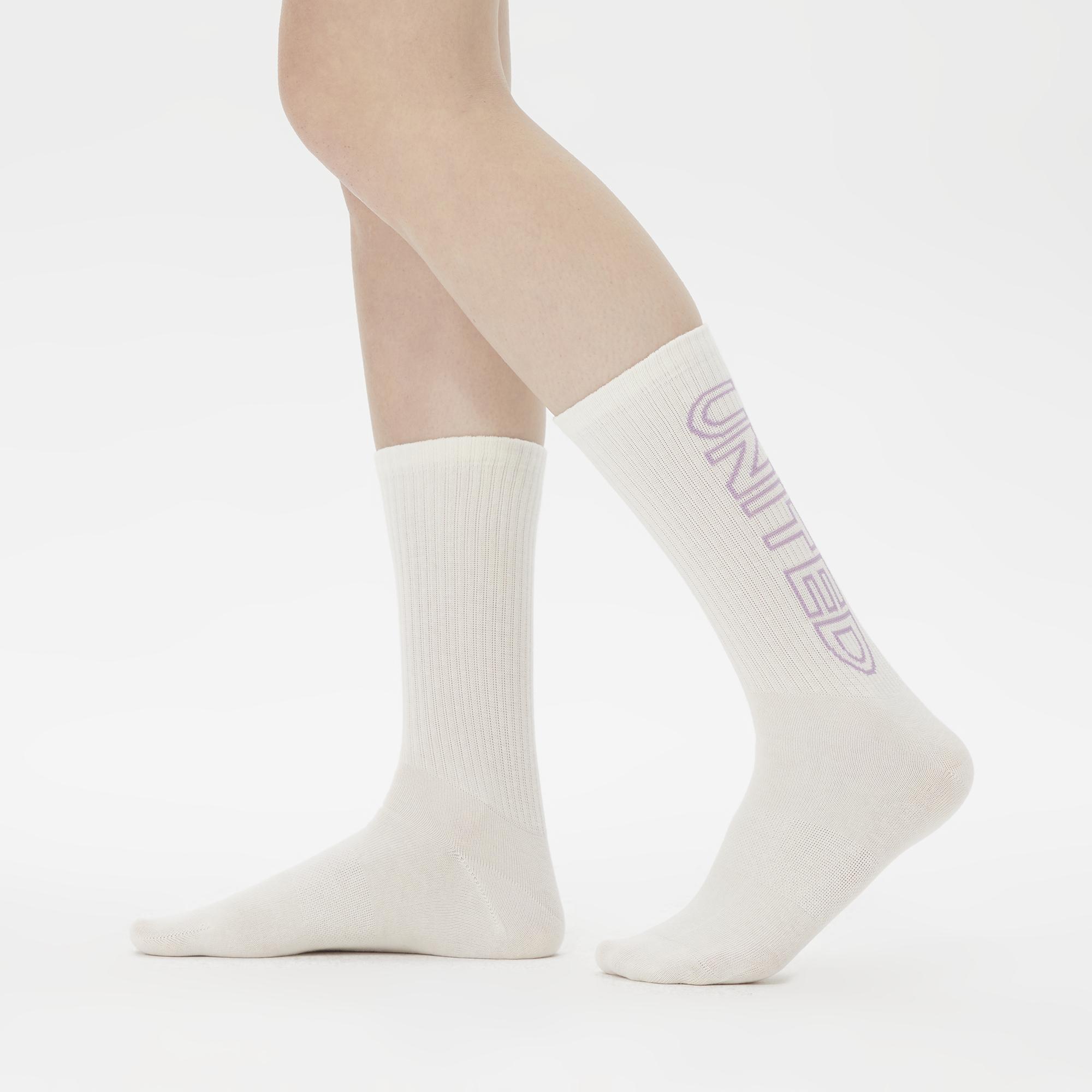 UNITED4 Unisex Turuncu/Beyaz/Mor 3'lü Çorap