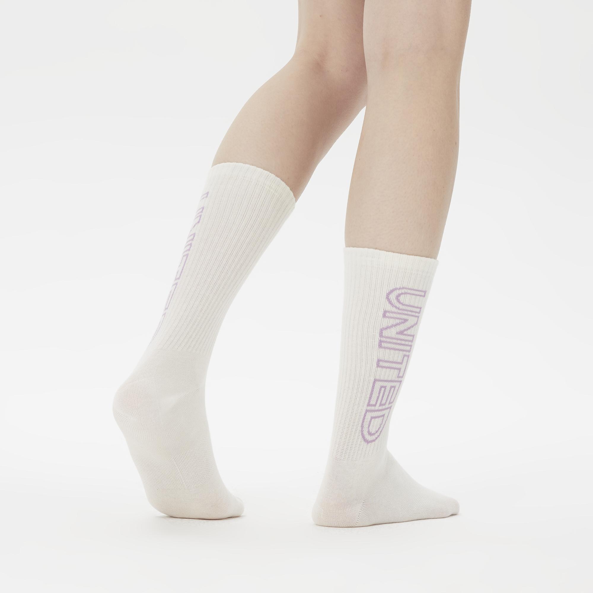 UNITED4 Unisex Turuncu/Beyaz/Mor 3'lü Çorap