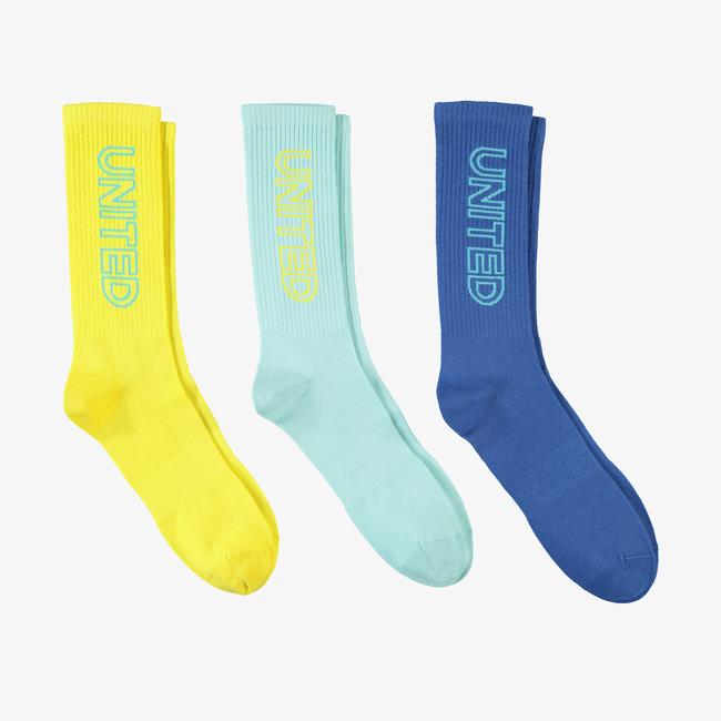  UNITED4 Unisex Sarı/Mavi 3'lü Çorap