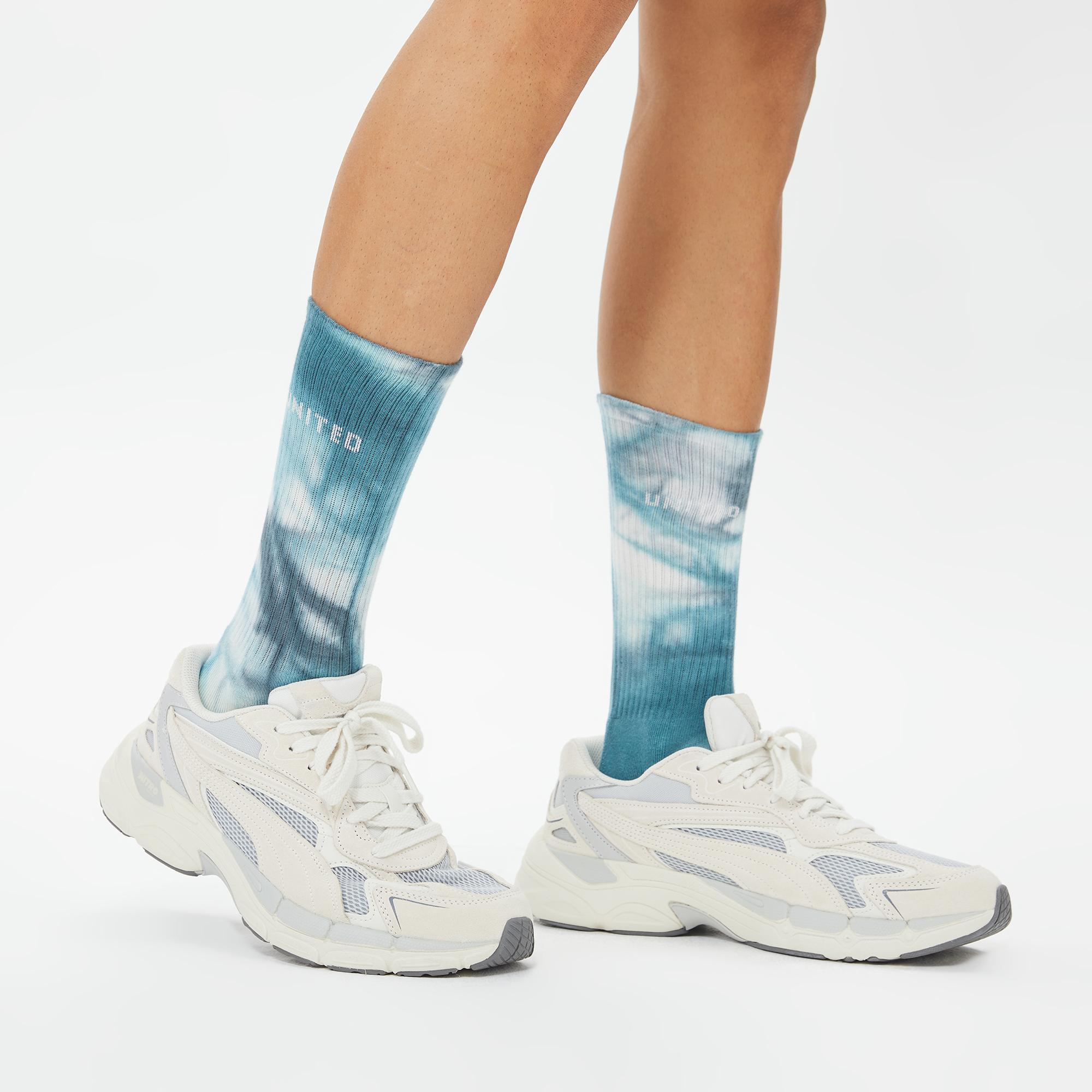 UNITED4 Street  Unisex Gri/Mavi 2'li Çorap