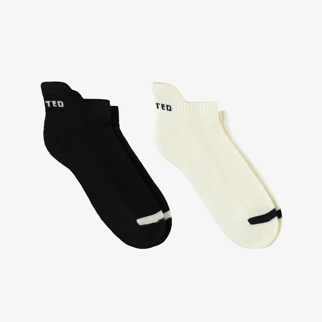  UNITED4 Unisex Beyaz/Siyah 2'li Çorap