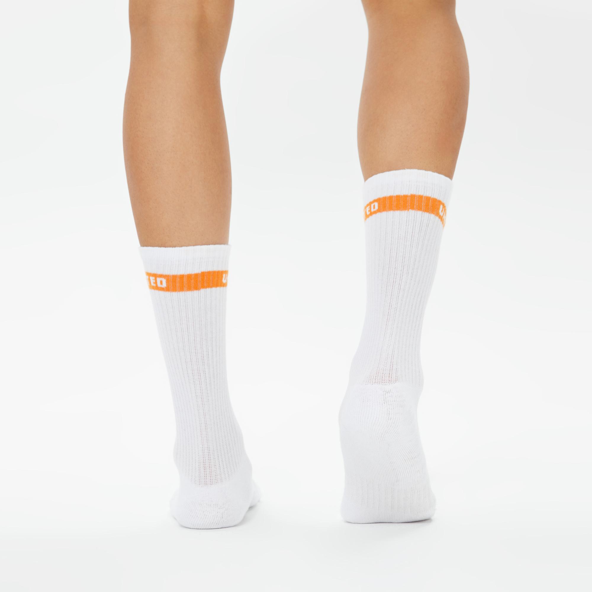 United4 Street  Erkek Beyaz Renkli Şeritli 3'lü Çorap