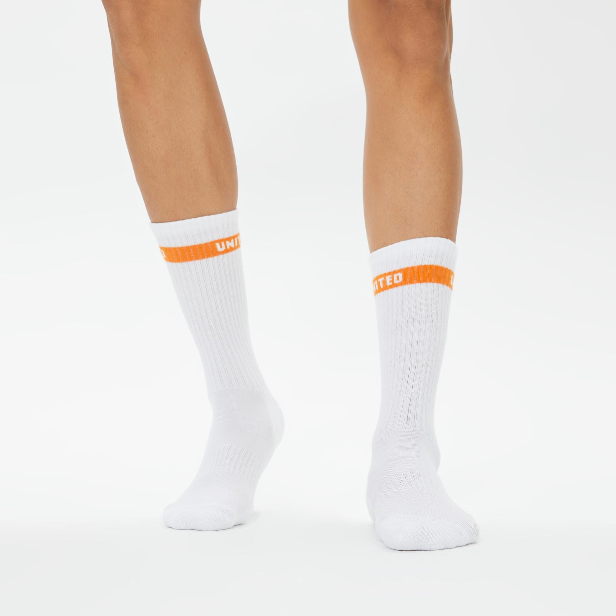 United4 Street  Erkek Beyaz Renkli Şeritli 3'lü Çorap