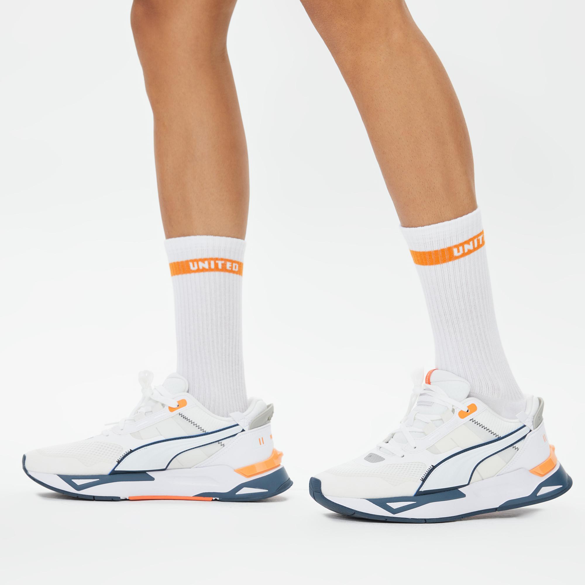 United4 Street  Erkek Beyaz Renkli Şeritli 3'lü Çorap