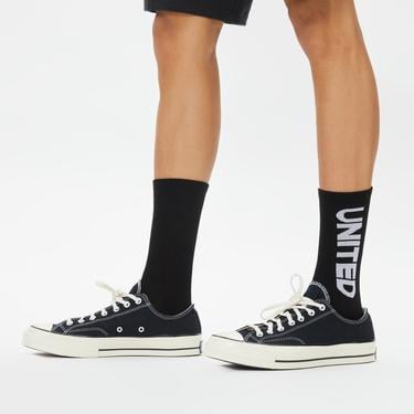  UNITED4 Unisex Siyah/Beyaz 2'li Çorap