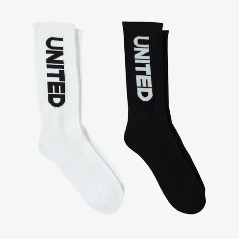  UNITED4 Unisex Siyah/Beyaz 2'li Çorap