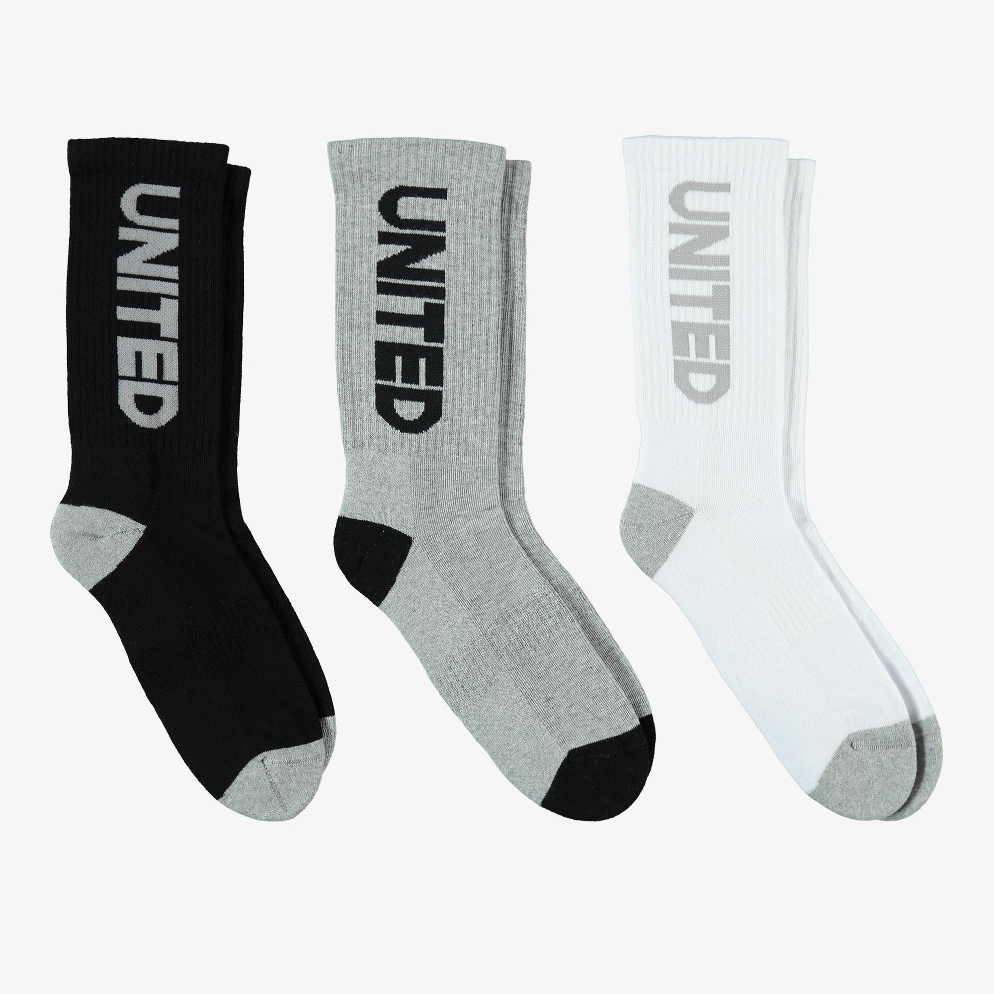 United4 Cure Unisex Siyah/Gri/Beyaz 3'lü Çorap