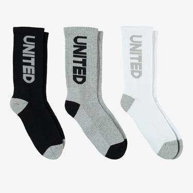  United4 Cure Unisex Siyah/Gri/Beyaz 3'lü Çorap