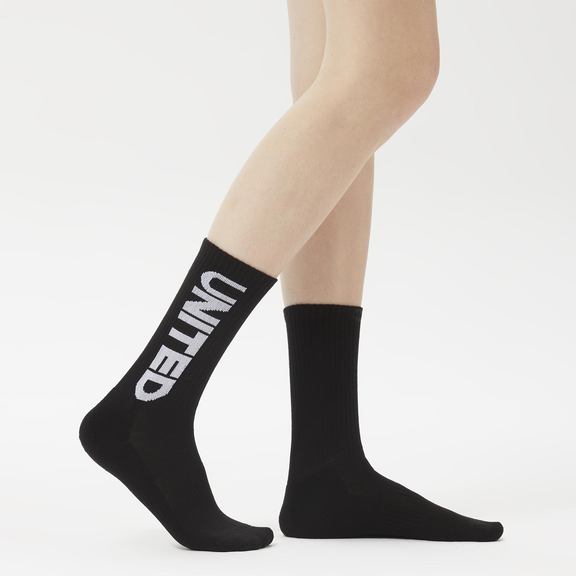 UNITED4 Unisex Siyah Çorap