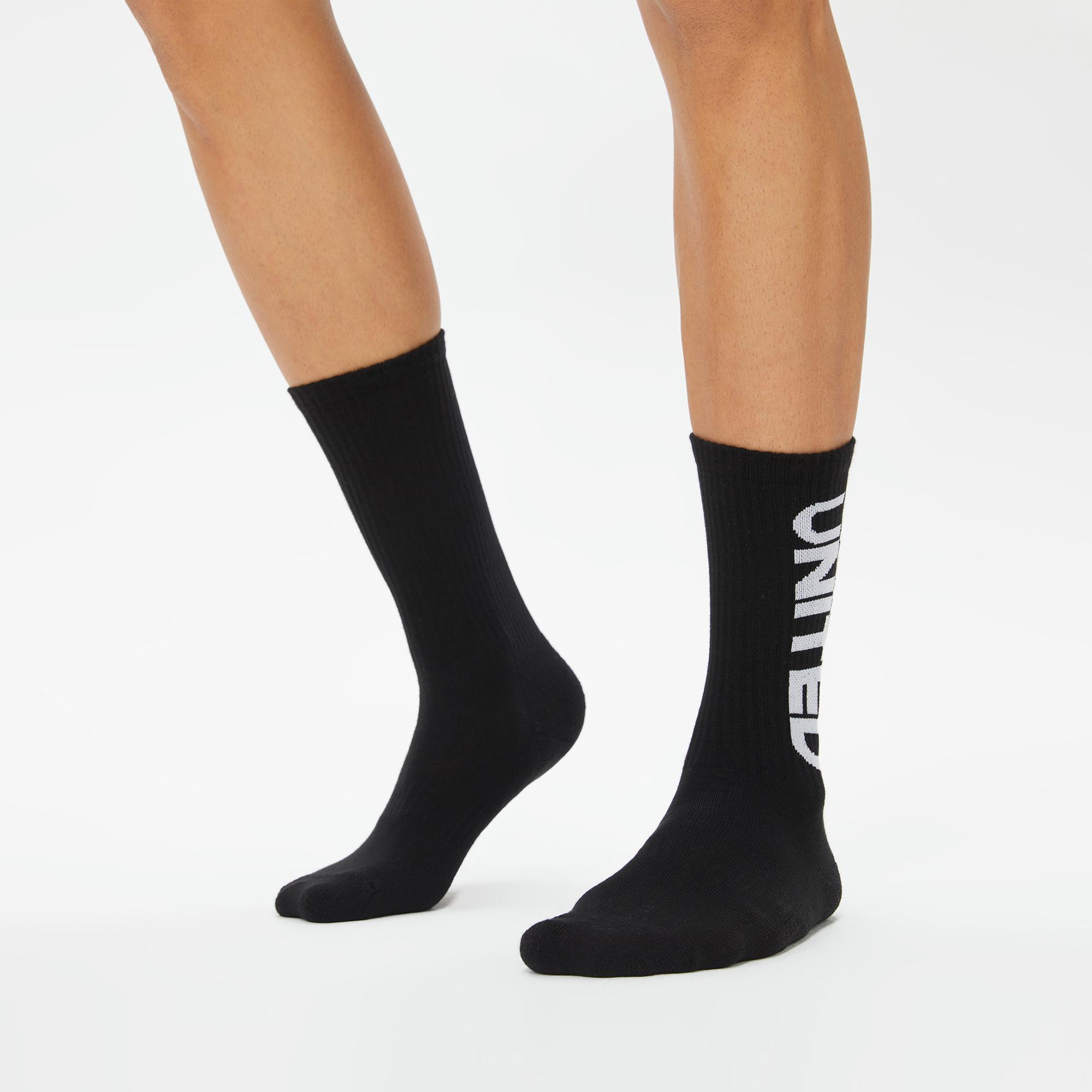 UNITED4 Unisex Siyah/Beyaz 2'li Çorap