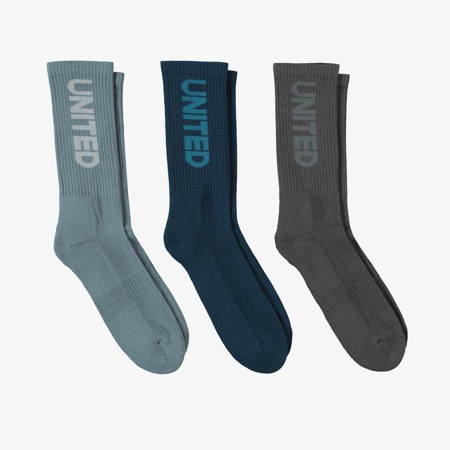  UNITED4 Erkek Siyah/Yeşil/Gri 3'lü Çorap
