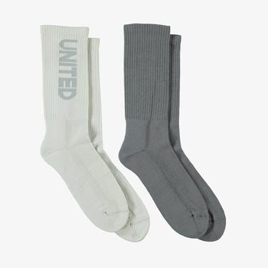  UNITED4 Unisex Gri 2'li Çorap