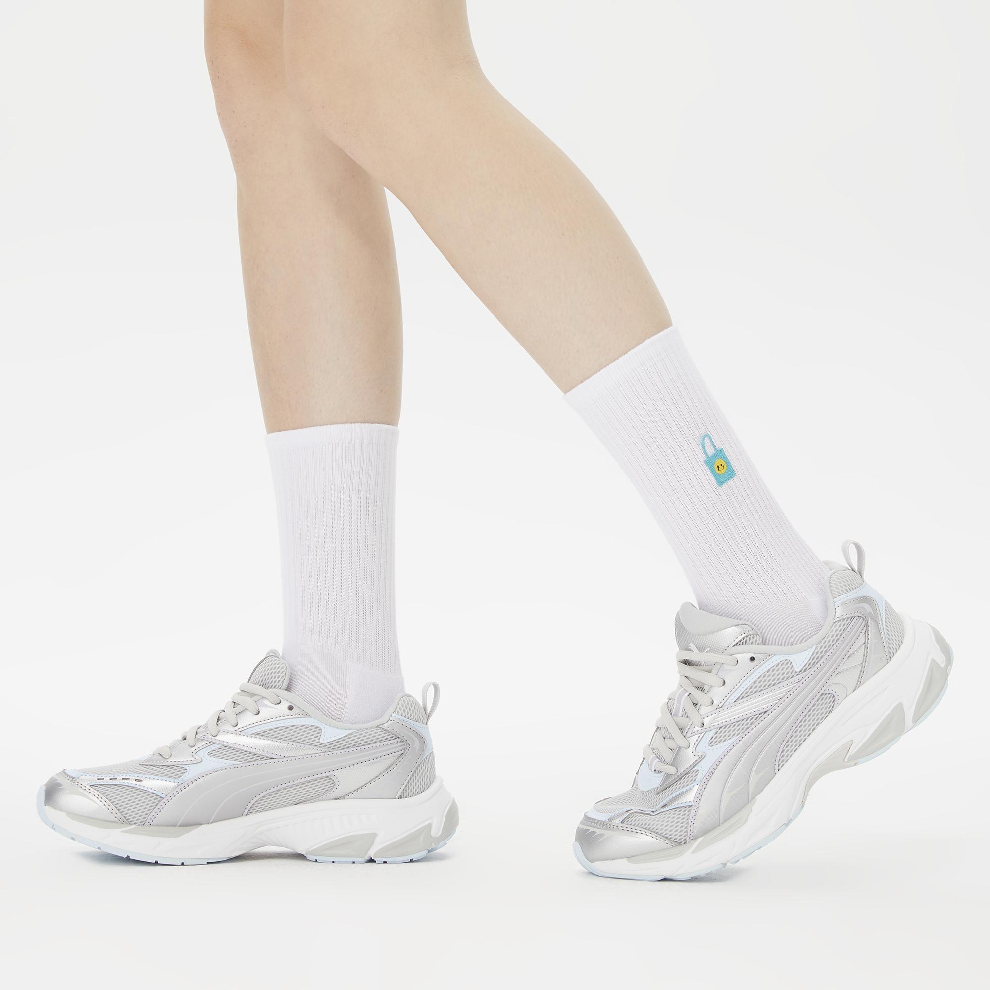 United4 Nakışlı Kadın Beyaz Çorap