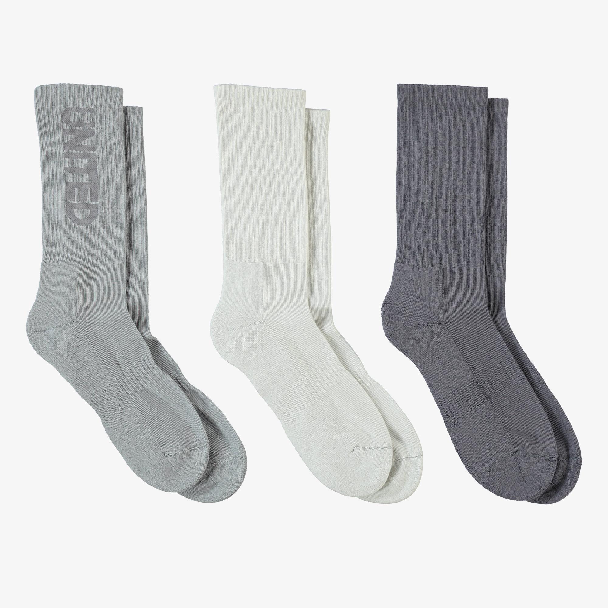 UNITED4 Erkek Krem Gri 3'lü Çorap