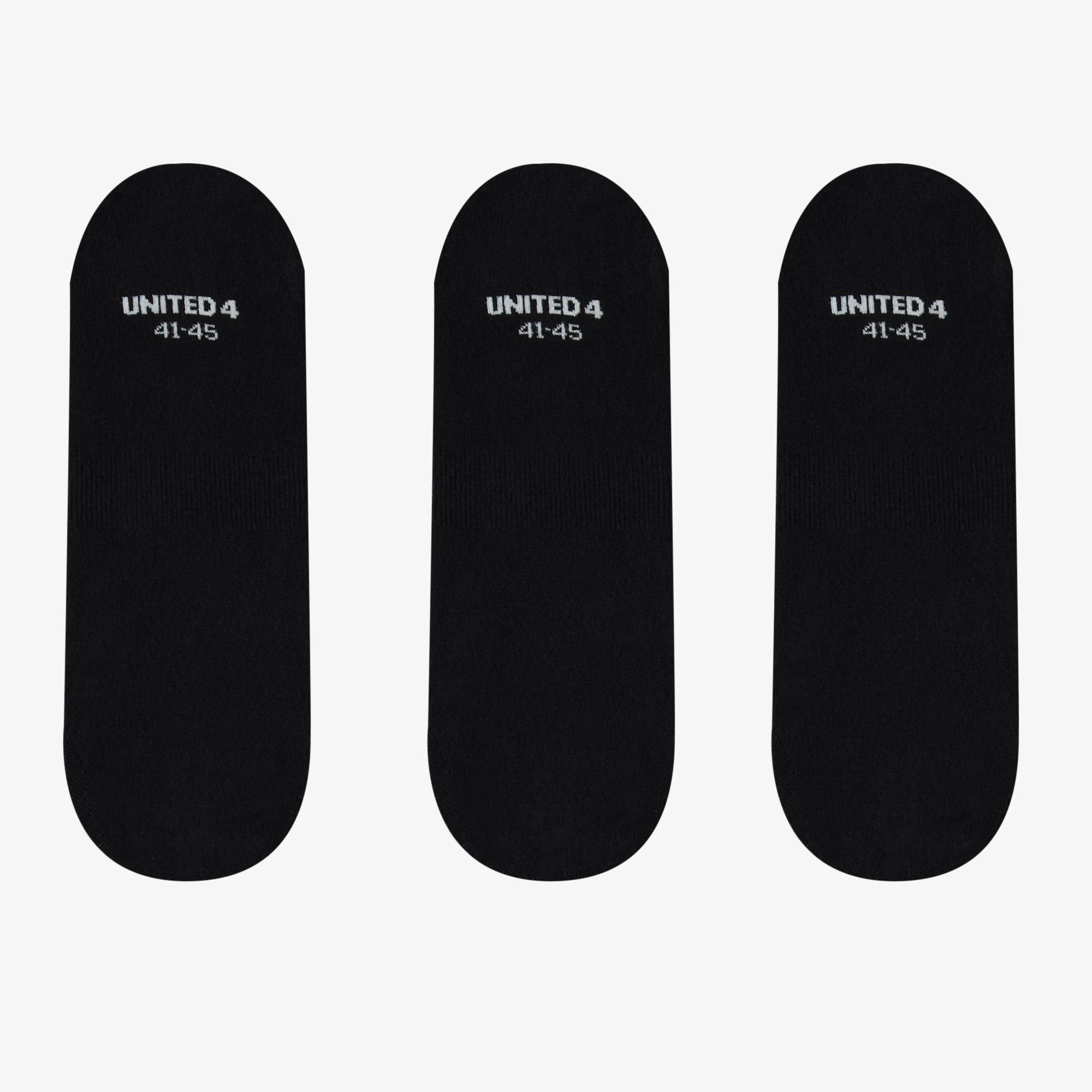 UNITED4 Erkek Siyah 3'lü Çorap