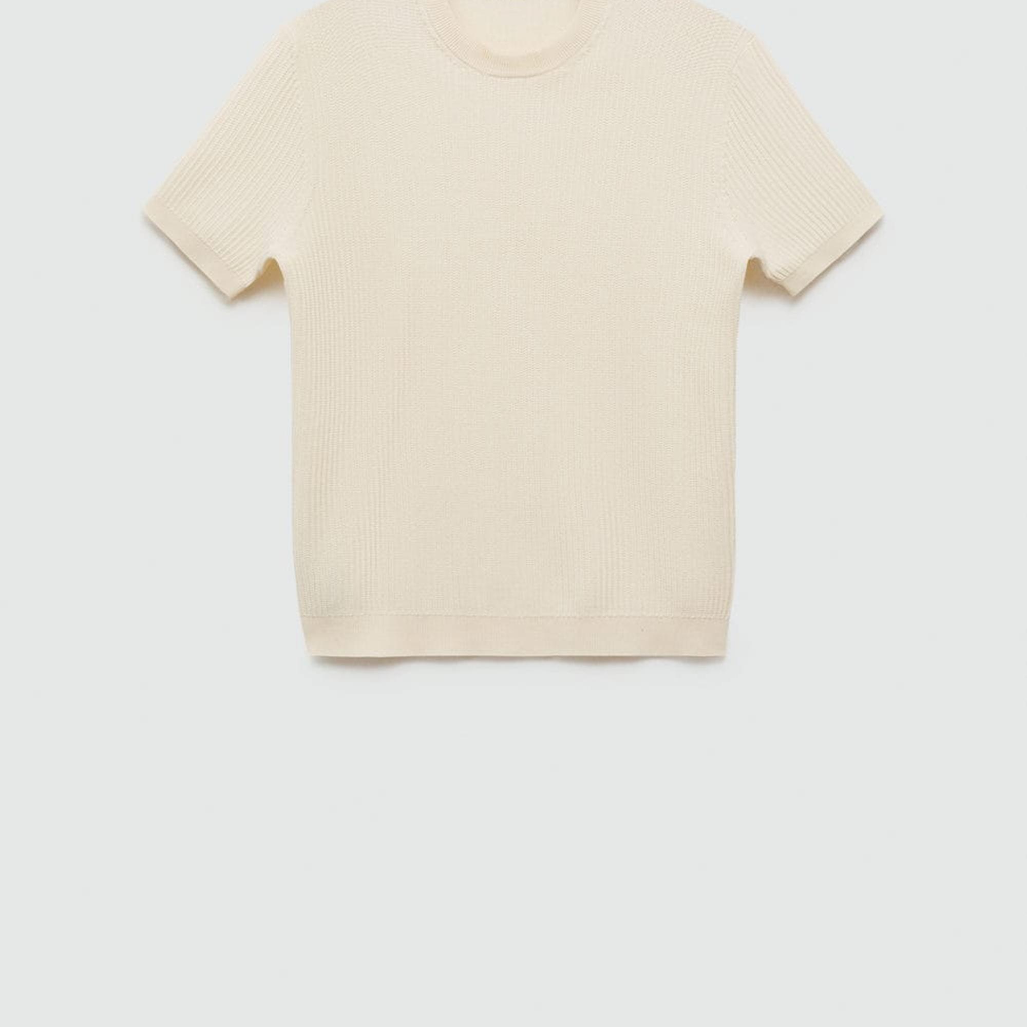 Mango Erkek Ribana Triko Tişört Kırık Beyaz