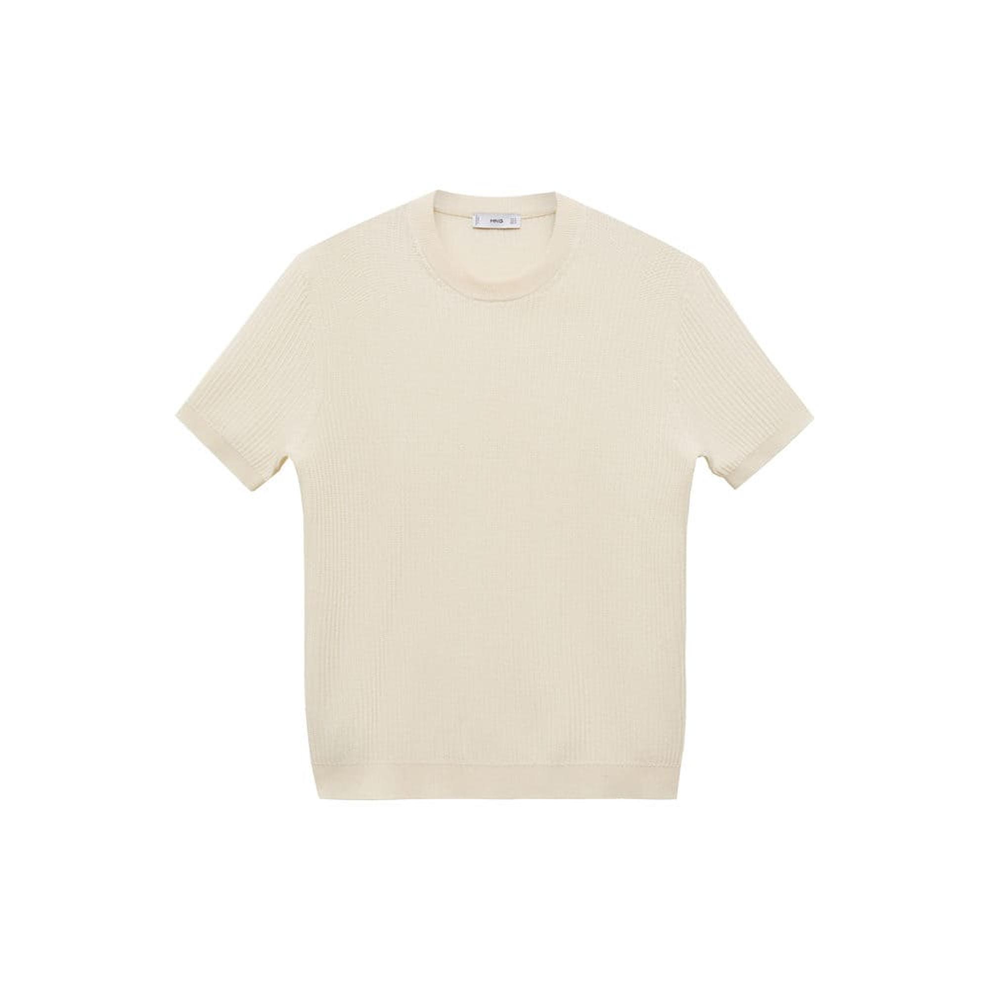 Mango Erkek Ribana Triko Tişört Kırık Beyaz