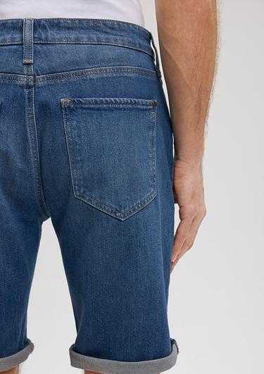  Mavi Brian Street Gölgeli İndigo Mavi Jean Şort 0418487143