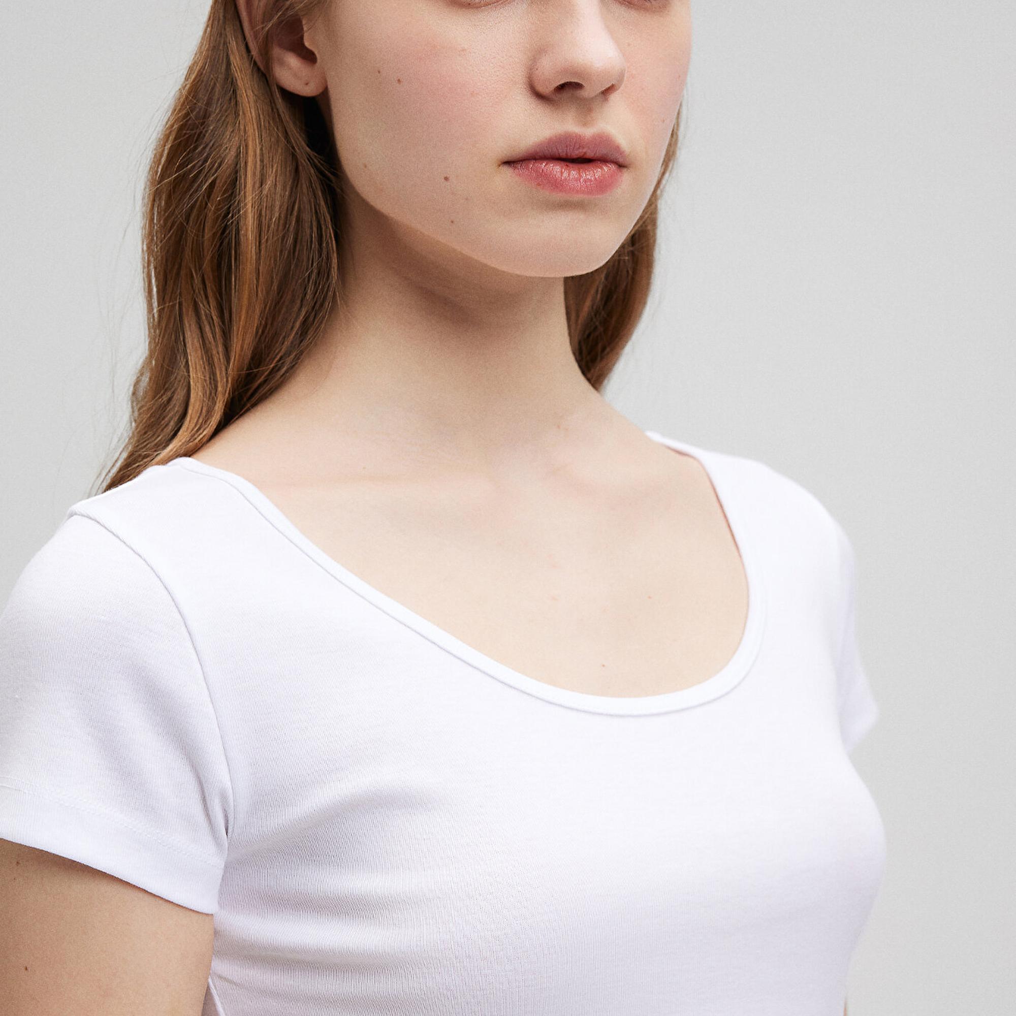 Mavi Beyaz Basic Crop Tişört Crop / Kısa Kesim 1612374-620