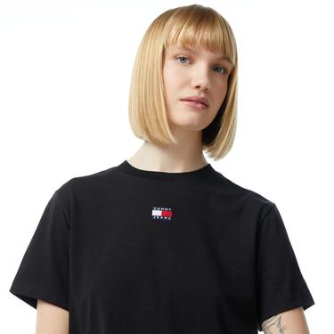  Tommy Jeans Badge Kadın Siyah T-Shirt