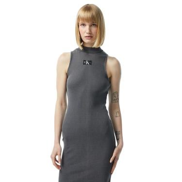  Calvin Klein Jeans Woven Label Kadın Gri Elbise