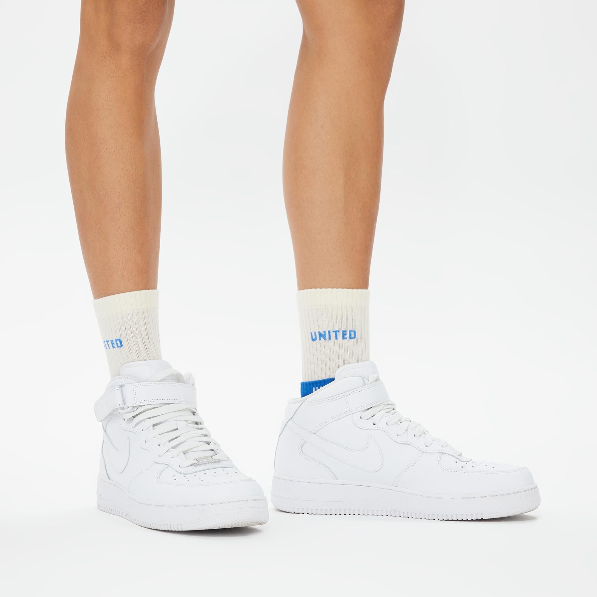UNITED4 Erkek Beyaz/Mavi 2'li Çorap