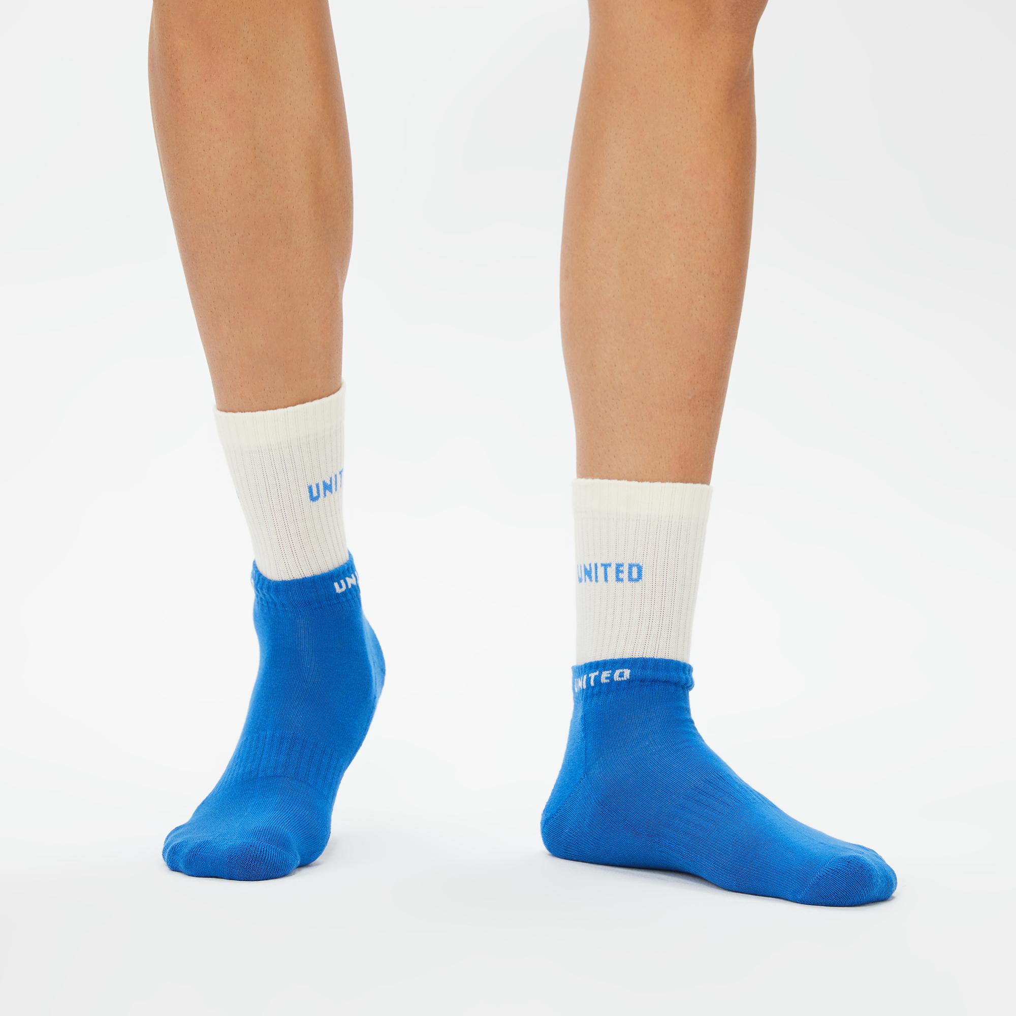 UNITED4 Erkek Beyaz/Mavi 2'li Çorap