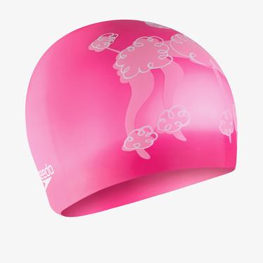  Speedo Slogan Print Çocuk Pembe Yüzücü Bonesi