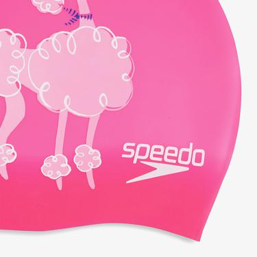  Speedo Slogan Print Çocuk Pembe Yüzücü Bonesi