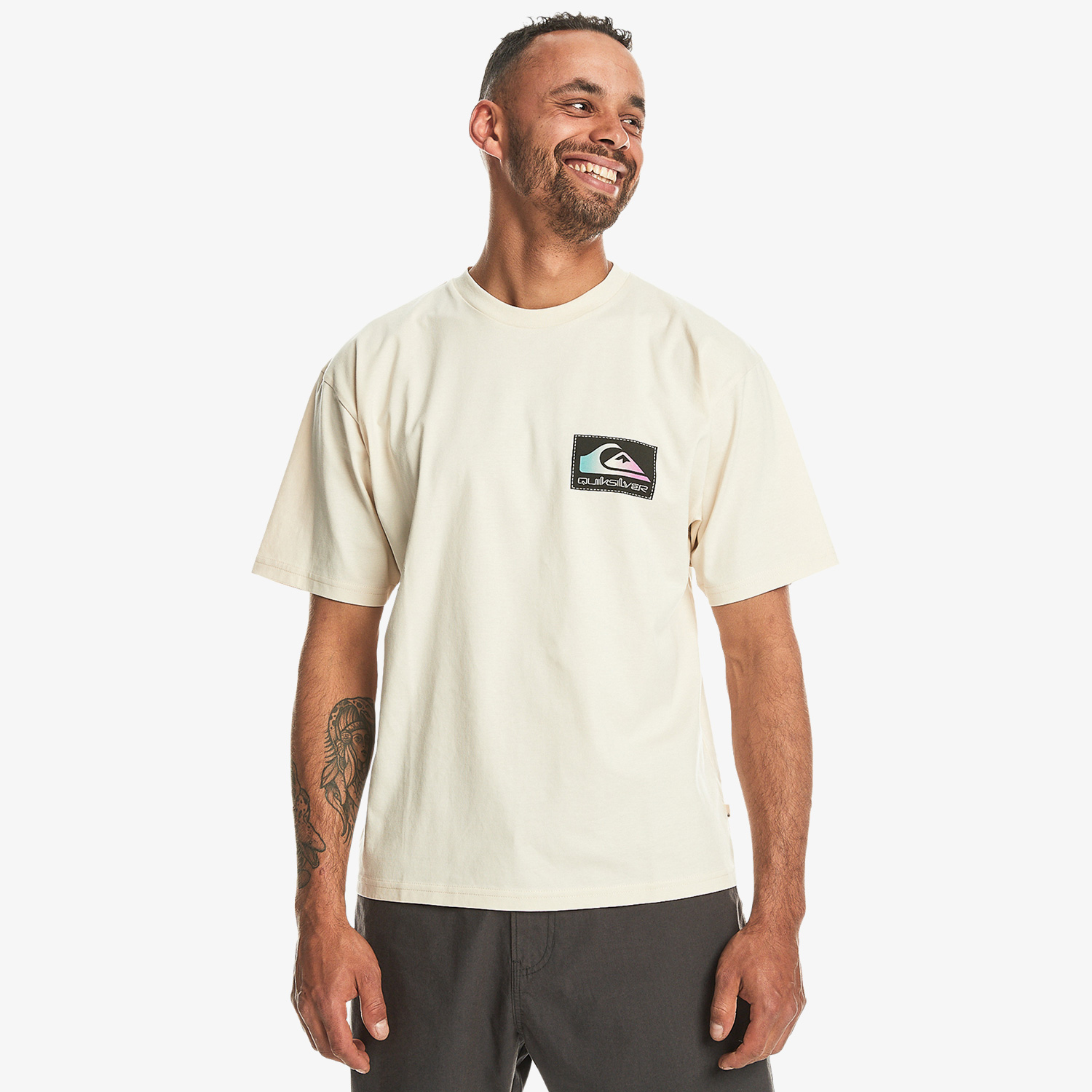  Quiksilver Backflash Erkek Bej Günlük T-Shirt