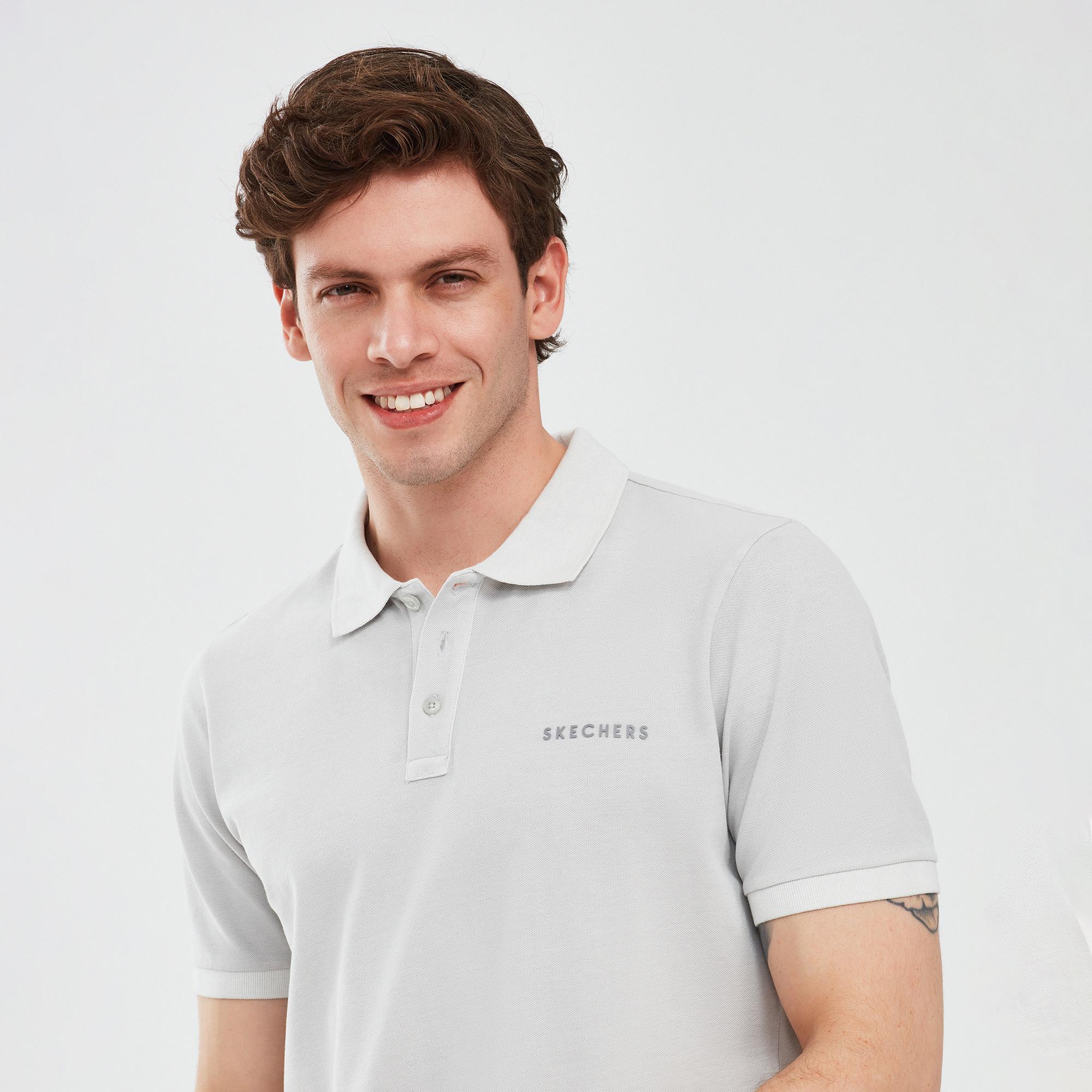 Skechers Organic Erkek Beyaz Günlük Polo T-Shirt