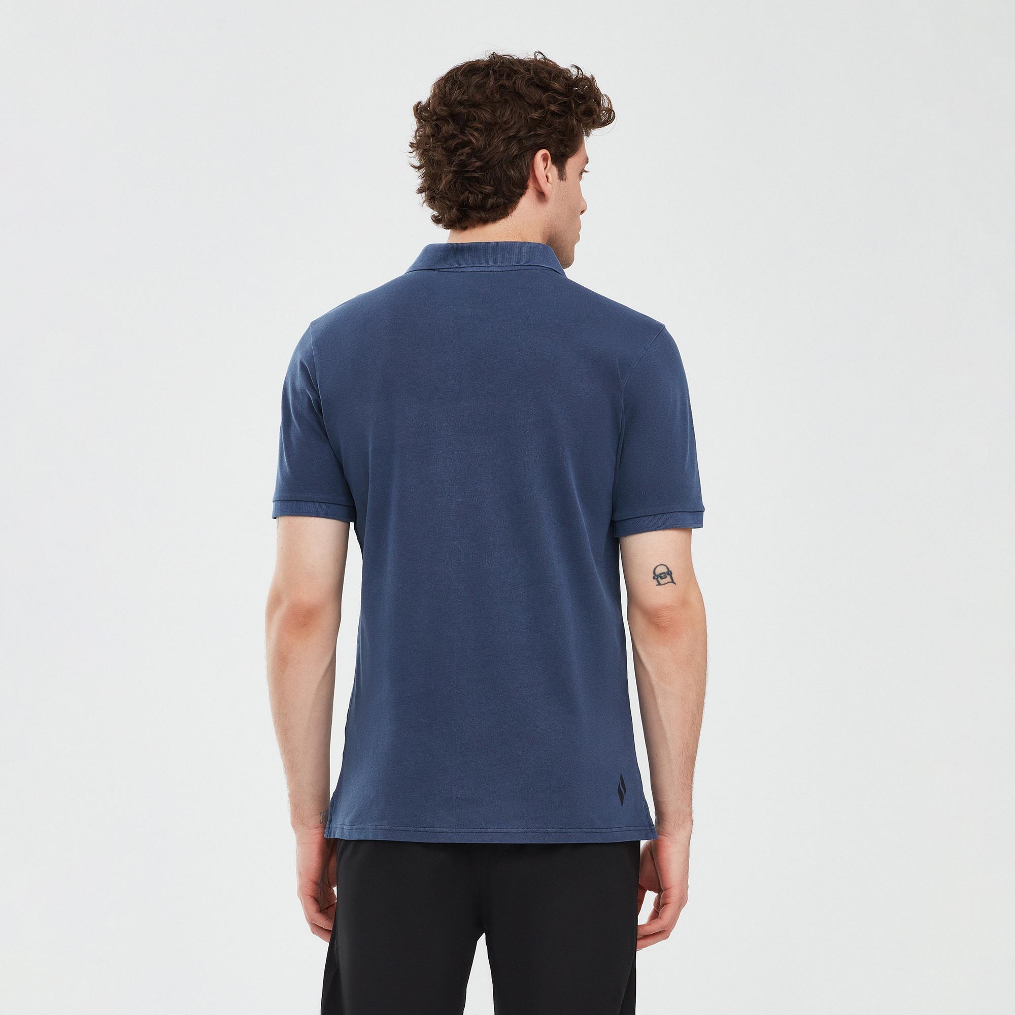 Skechers Organic Erkek Mavi Günlük Polo T-Shirt