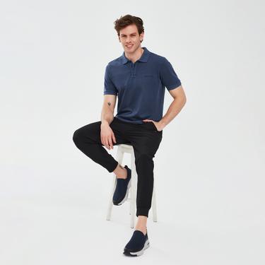 Skechers Organic Erkek Mavi Günlük Polo T-Shirt