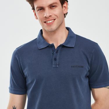  Skechers Organic Erkek Mavi Günlük Polo T-Shirt