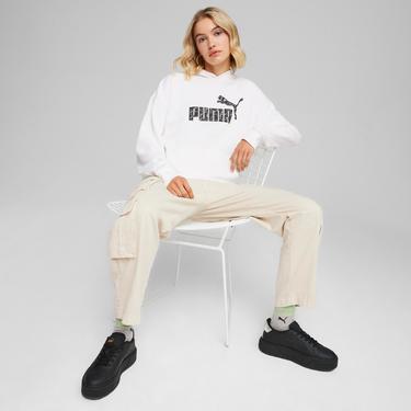  Puma Ess+ Anımal Hoodie Tr Kadın Beyaz Sweat